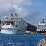 Allure of the Seas (left), wimpy Holland America ship (right)