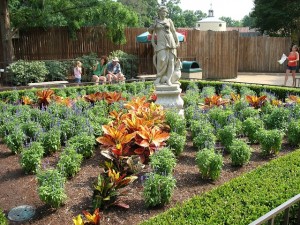 Gardens and a statue in Italy